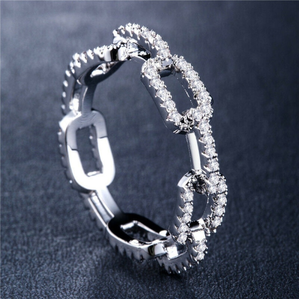 Elegant 925 Silver White Sapphire Ring New - Picture 1 of 3